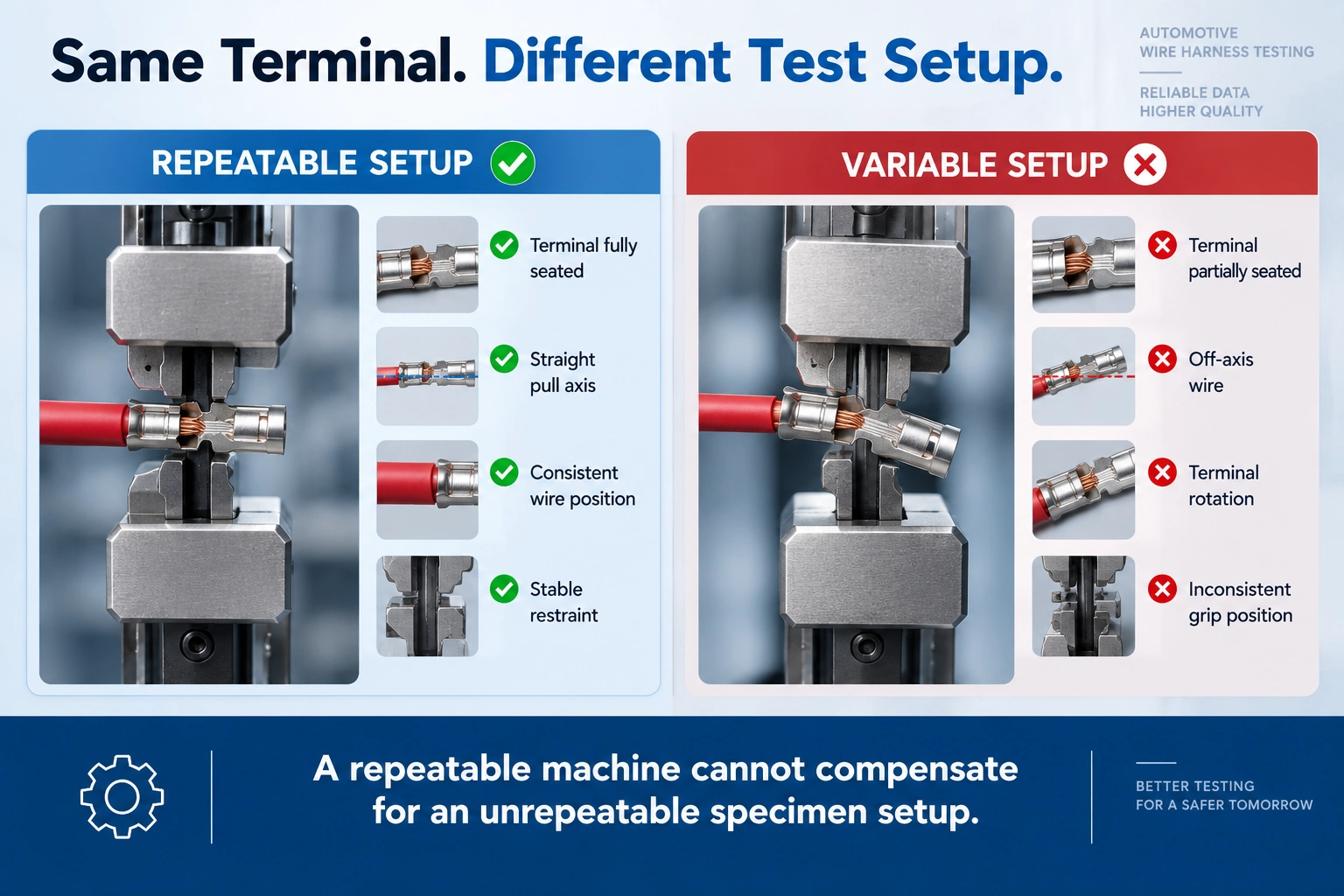 automotive terminal pull test fixture alignment